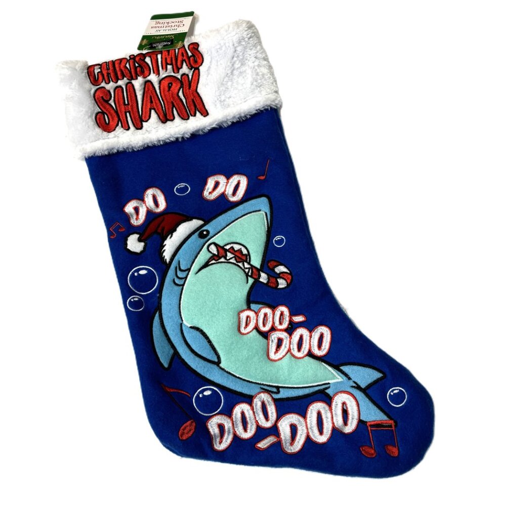 Shark Holiday Christmas Novelty Stocking Signature select NWWT